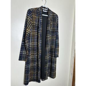 Susan Graver Size Small Open Cardigan Long Colorful Crepe Fabric Stretch